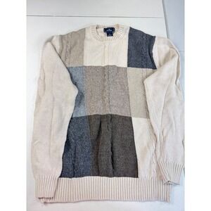 Dockers Men's Crew Neck Knit Patchwork Sweater‎ Neutral Colors M/M Medium